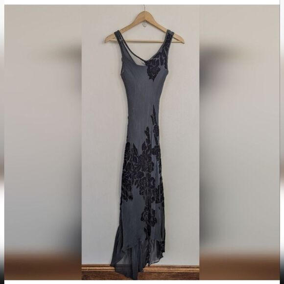 Vintage Betsey Johnson silk blend sheer damask maxi dress with slip Small-Medium - Picture 1 of 16